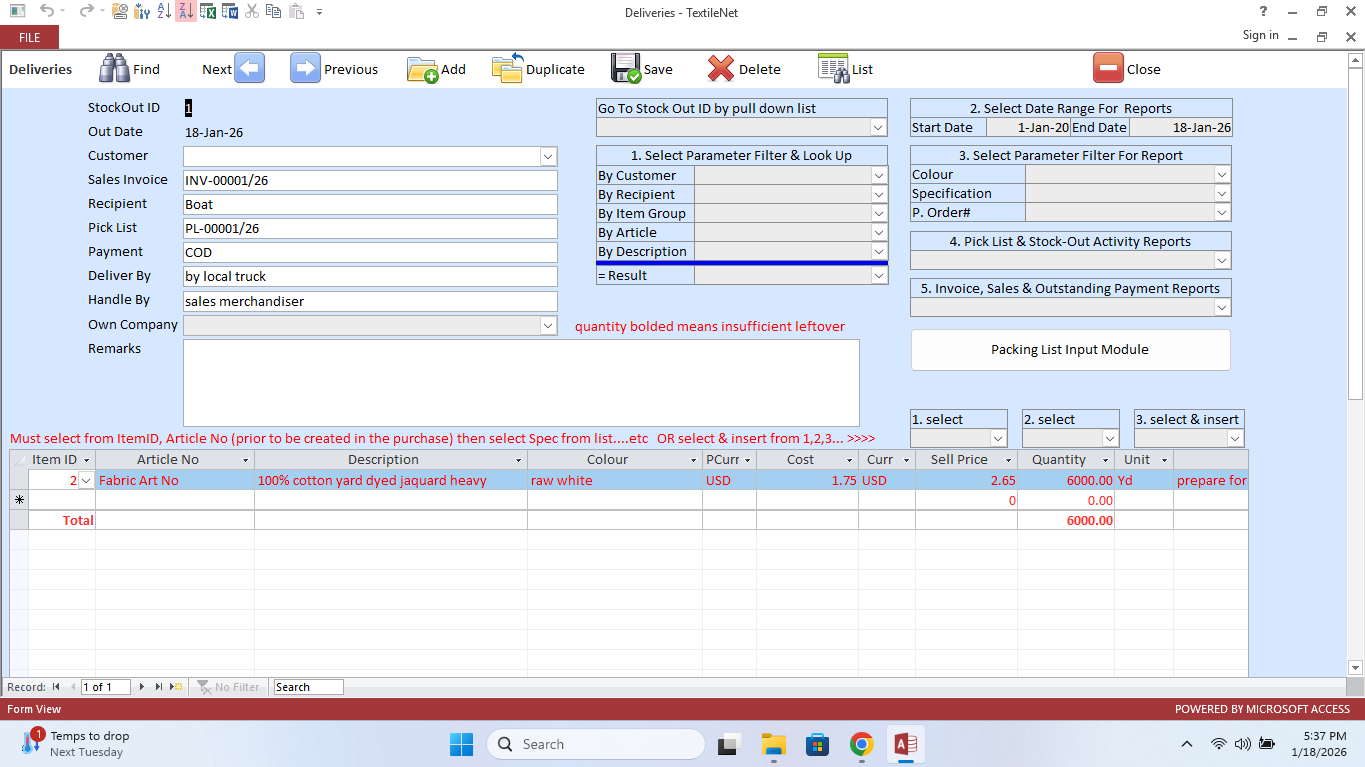 TextileNet Costing